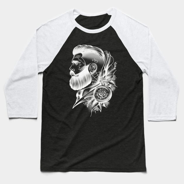 bearded gentleman Baseball T-Shirt by Fabio Galuppi Ink